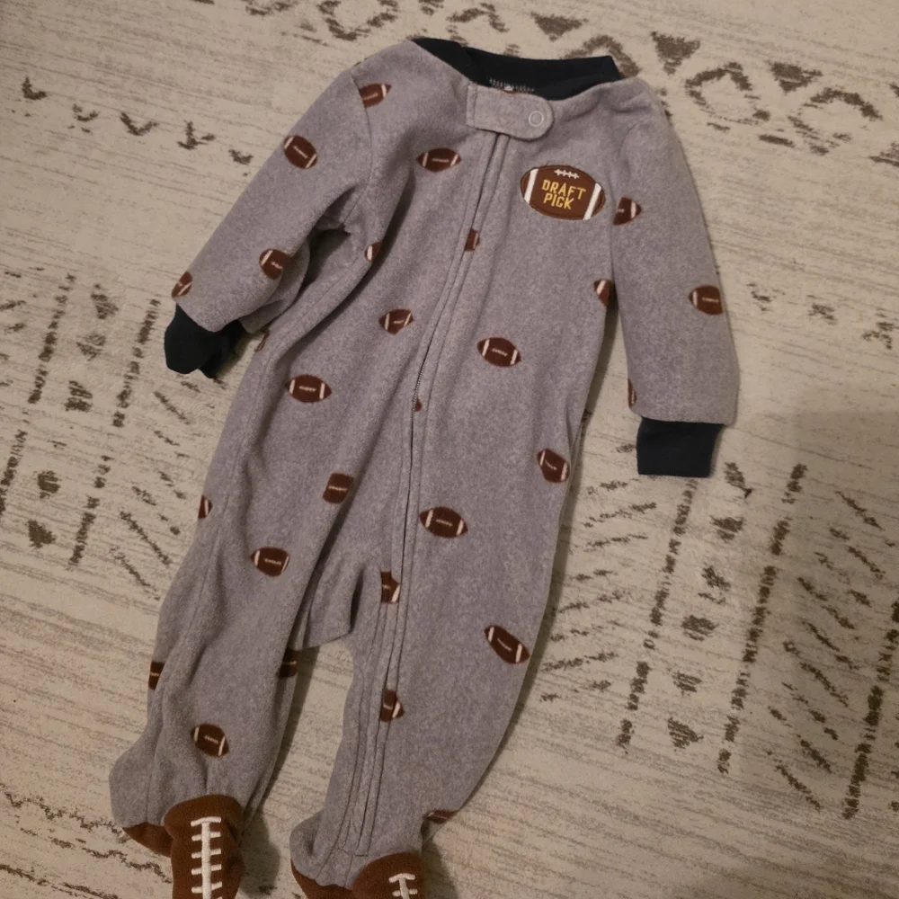 Carters Fleece Football Footies 3 Months